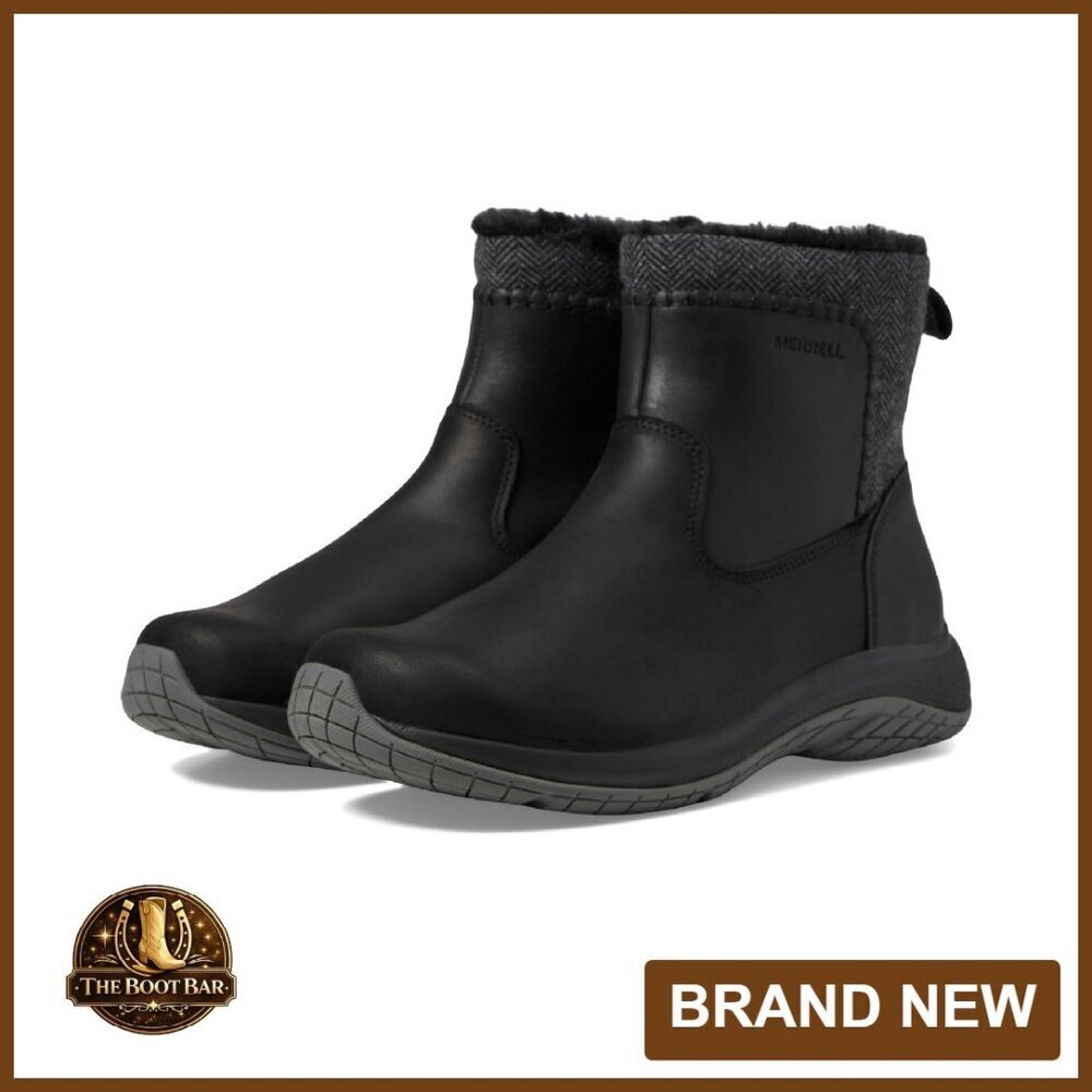 Waterproof Leather Mid Zip Winter Boots with Faux Fur Lining